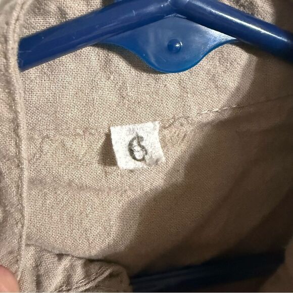 Kids' Tan Button Down Shirt with Patterned Trim - Picture 3 of 4